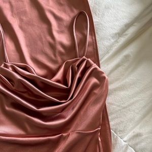 Trendy Windsor satin dress w/ slit!